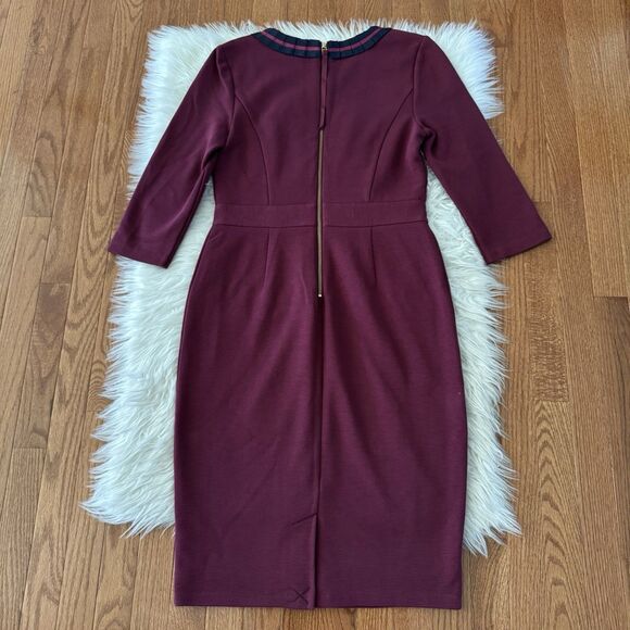 Boden Polperro Ottoman Grosgrain Dress Women’s 8R Red Navy Lined Pleated Pencil - Picture 3 of 13